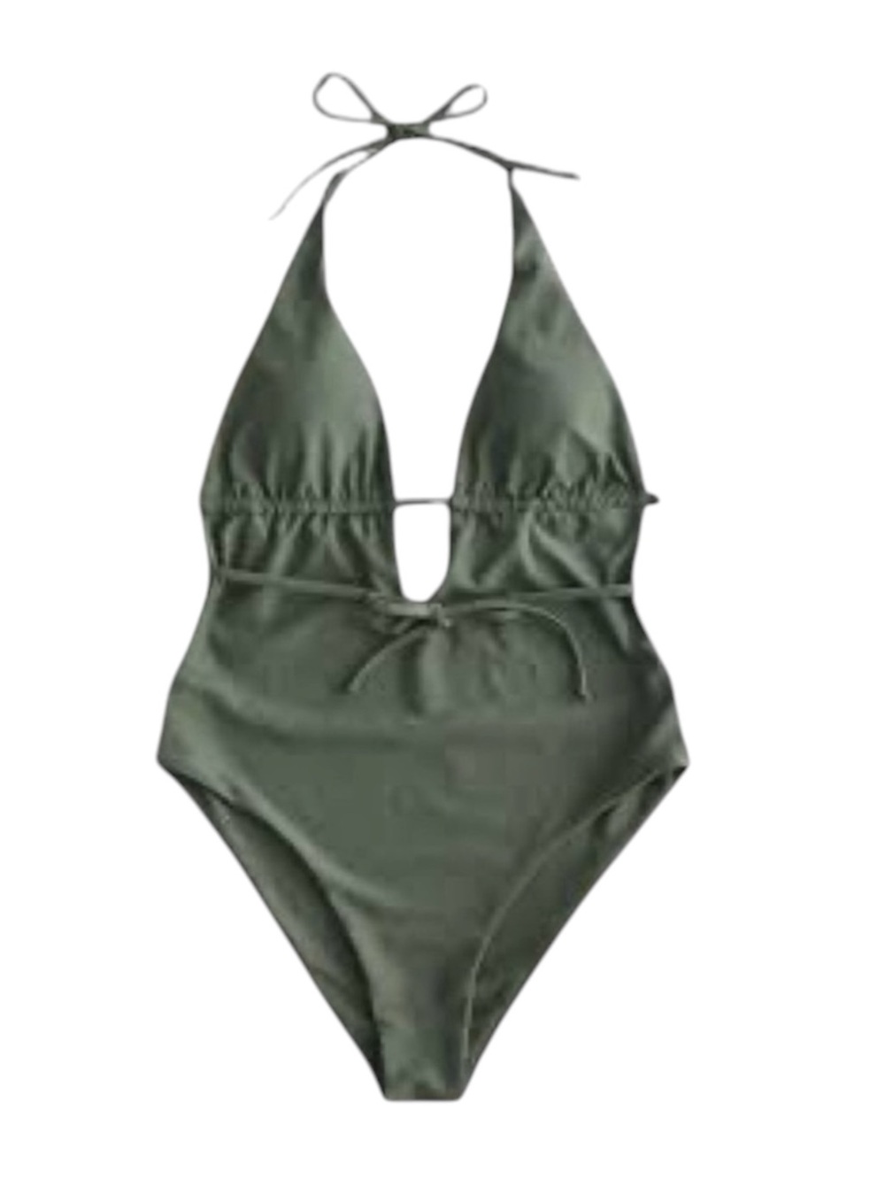 L*Space ☼ Pamela Plunging Strappy Open Back One Piece Swimsuit ☼ Olive Green 10 - Picture 4 of 16